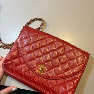COPY - Chanel Red Quilted Shoulder Bag with Gold Hardware